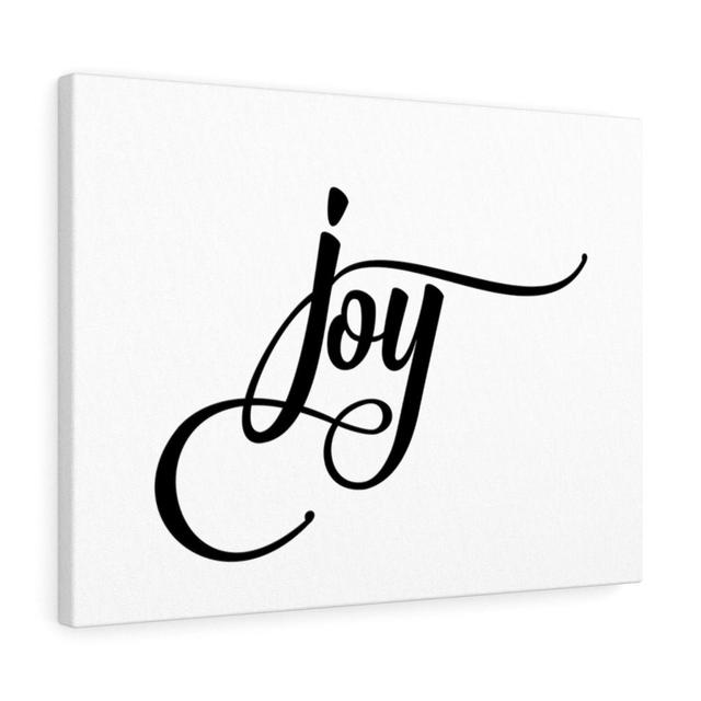 Joy - Wrapped Canvas Typography Blue Elephant Size: 61cm H x 76cm W on Productcaster.