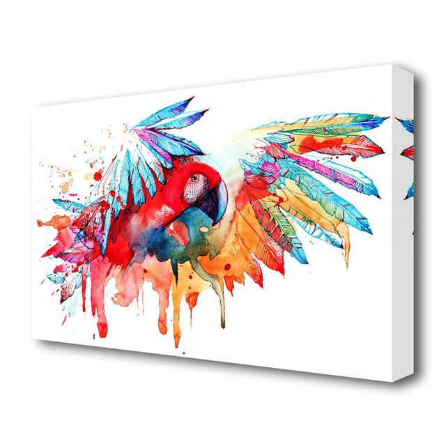 Colourful Parrot Wildlife - Painting Print on Canvas East Urban Home Size: 81.3 cm H x 121.9 cm W on Productcaster.