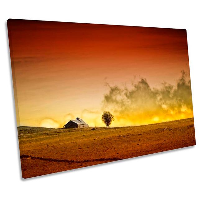 Mountain Chalet Sunset - Wrapped Canvas Print Gracie Oaks Size: 30.5cm H x 45.7cm W on Productcaster.