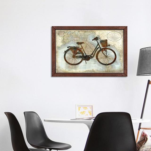 'Bike Italy' by Amanda Wade - Floater Frame Graphic Art Print on Canvas Williston Forge Size: 66.04cm H x 101.6cm W x 3.81cm D, Frame Option: Brown Fr on Productcaster.