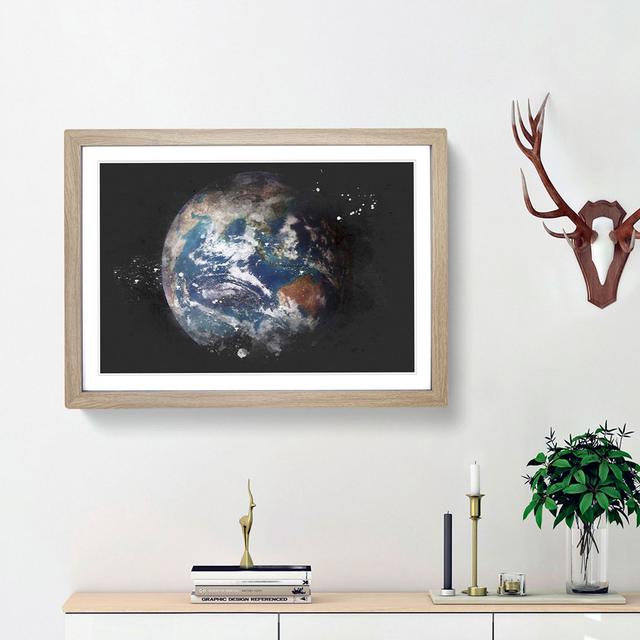 Beautiful View Of Earth Paint Splash - Print East Urban Home Frame Option: Oak Framed, Size: 62cm H x 87cm W x 2cm D on Productcaster.