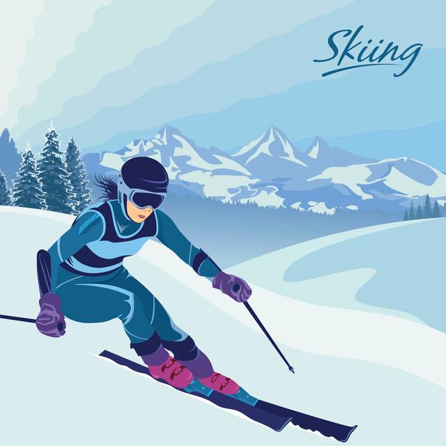 Downhill Skiing. by Vit_Mar - Wrapped Canvas Print Alpen Home Size: 51cm H x 51cm W on Productcaster.