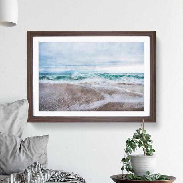 Beach In Santa Cruz California - Single Picture Frame Painting on MDF East Urban Home Format: Walnut, Size: 62cm H x 87cm W x 2cm D on Productcaster.