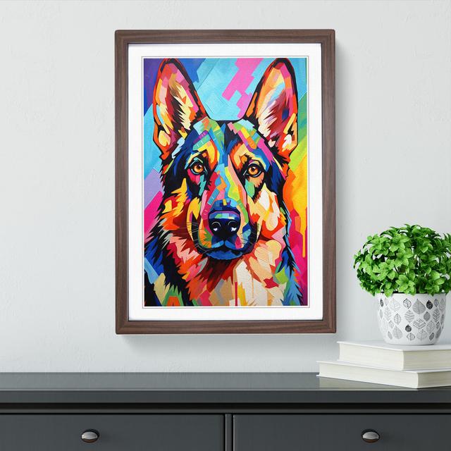 German Shepherd Futurism - Single Picture Frame Print on Wood Marlow Home Co. Format: Walnut Framed, Size: 34cm H x 25cm W on Productcaster.