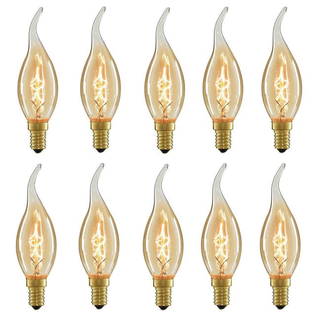 10 Pack E14 Incandescent Filament Dimmable Vintage Amber Glass Warm White 2700K Light Bulbs Best For Home Decoration, Pendant Lamps, Chandeliers, Rest on Productcaster.