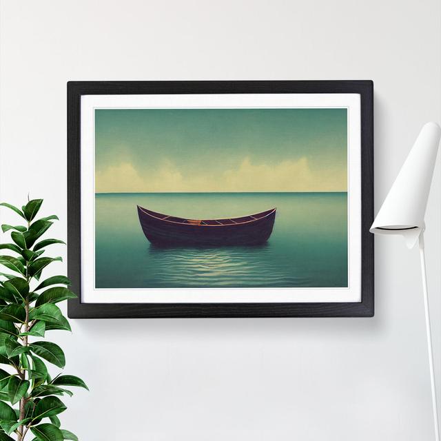 Wooden Boat - Picture Frame Painting Breakwater Bay Frame Colour: Black, Size: 34cm H x 46cm W x 2cm D on Productcaster.