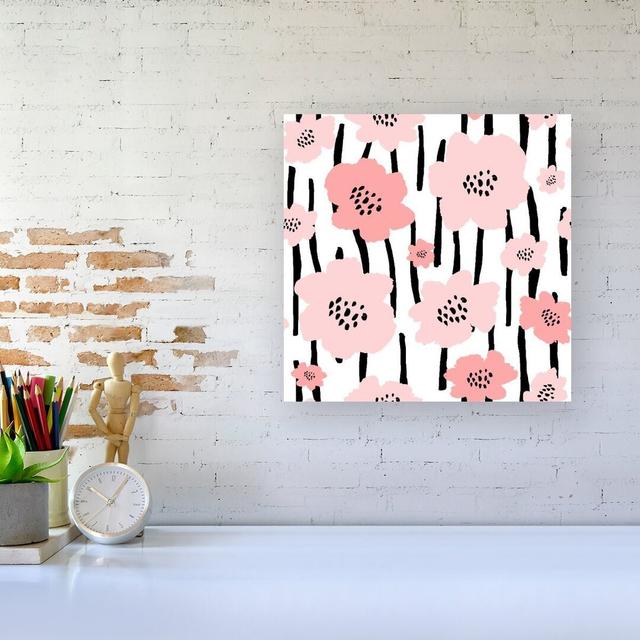 Pastel Pink Flowers - Wrapped Canvas Print Marlow Home Co. Size: 16cm H x 16cm W x 3.8cm D on Productcaster.