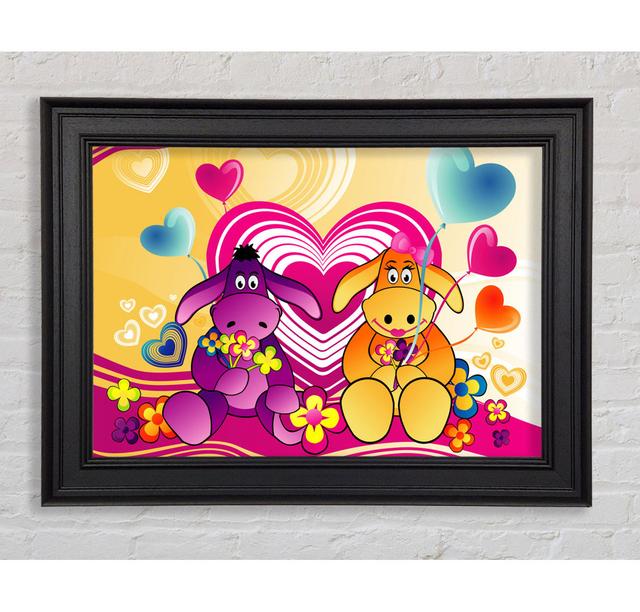 Donkeys And Hearts Celebration Framed Print Zoomie Kids Size: 84.1cm H x 142.2cm W on Productcaster.