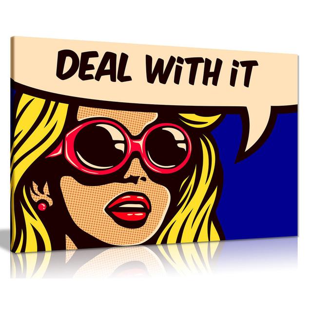 Modern Pop Art Girl Deal With It Canvas Wall Art Picture Print For Home Decor Panther Print Size: 20cm H x 31cm W on Productcaster.