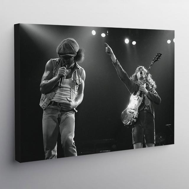 ACDC Brian Johnson And Angus Young Live - Wrapped Canvas Art Prints George Oliver Size: 84cm H x 120cm W x 3.8cm D on Productcaster.