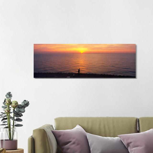 Sunset Over A Lake, Lake Michigan, Chicago, Cook County, Illinois, USA Highland Dunes Size: 40.64cm H x 121.92cm W x 3.81cm D on Productcaster.