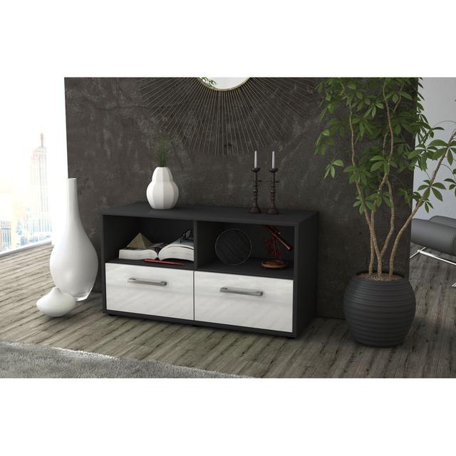 Alfonsa TV stand, color: orange/white, free -standing/metal handles, size: 92 x 49 x 35cm Latitude Run Colour: White/Anthracite on Productcaster.