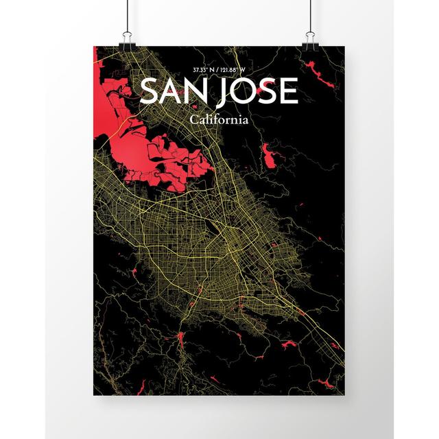 San Jose City Map - No Frame Print East Urban Home Size: 61cm H x 45.7cm W x 0.13cm D on Productcaster.