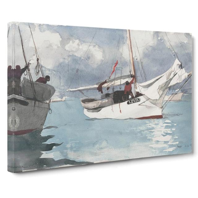 Fishing Boats by Winslow Homer - Wrapped Canvas Painting East Urban Home Size: 40cm H x 60cm W x 3cm D on Productcaster.