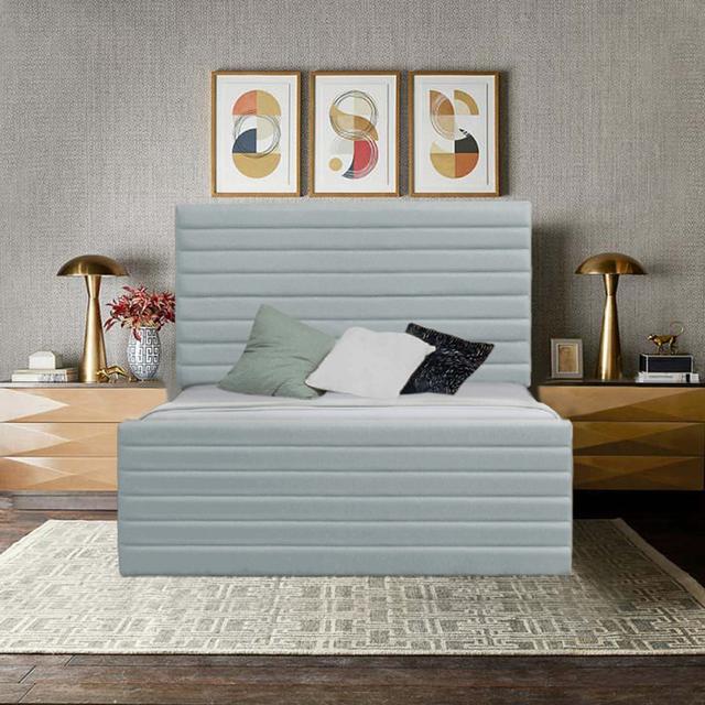 Maizah Upholstered Panel Bed Ebern Designs Upholstery: Light Silver, Size: Single (3') on Productcaster.