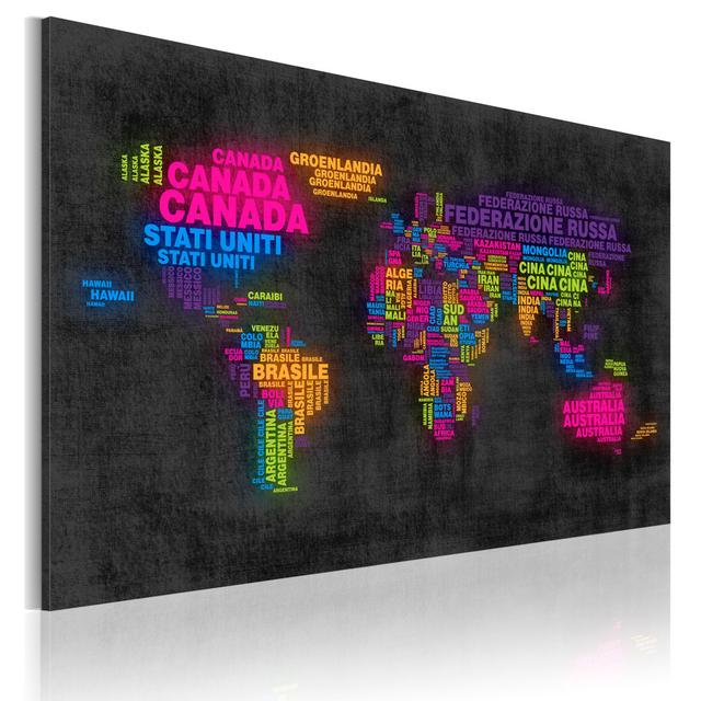 World map - Italian country names on canvas Happy Larry on Productcaster.