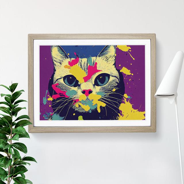 Cat Splashed Vol.5 Abstract - Single Picture Frame Print Marlow Home Co. Size: 46cm H x 64cm W x 2cm D, Frame Colour: Oak Framed on Productcaster.