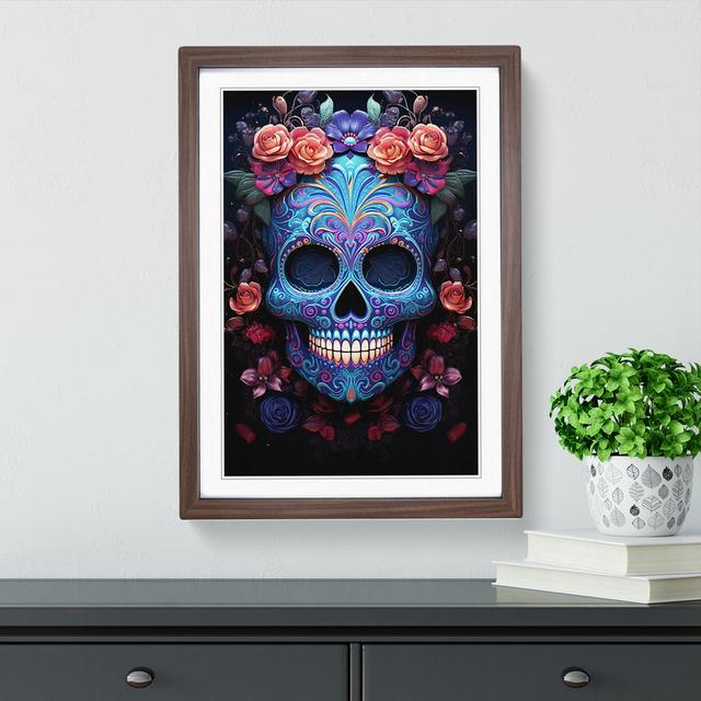 Sugar Skull Digital Happy Larry Frame Colour: Walnut, Size: 64cm H x 46cm W x 2cm D on Productcaster.