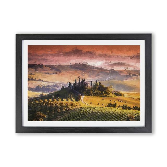 View over Tuscany in Italy - Picture Frame Graphic Art Print on Paper East Urban Home Size: 33cm H x 45cm W x 2cm D, Frame Option: Black on Productcaster.