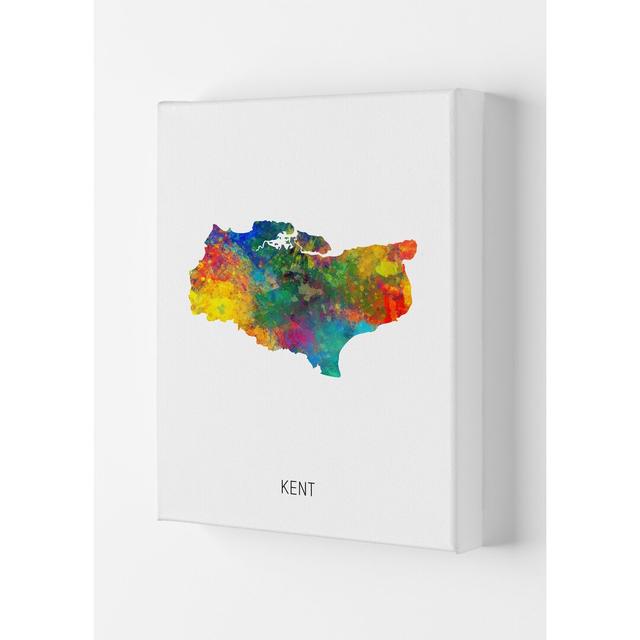 Kent Watercolour Map by Michael Tompsett - Graphic Art Ebern Designs Format: Wrapped Canvas, Size: 84cm H x 59.4cm W x 4cm D on Productcaster.