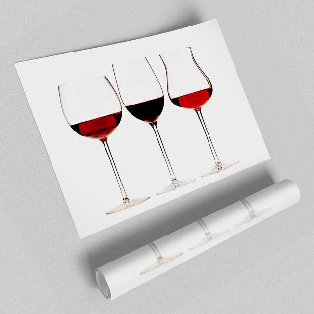 Red Wine Glasses - Graphic Art Print on Paper East Urban Home Size: 59.4cm H x 84.1cm W x 1cm D on Productcaster.