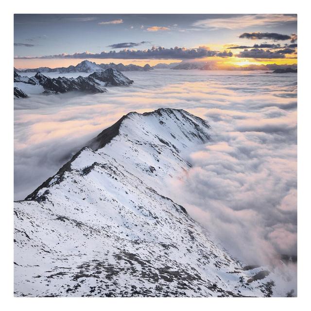 View Over Clouds & Mountains - Wrapped Canvas Graphic Art Print East Urban Home Size: 60cm L x 40cm W on Productcaster.