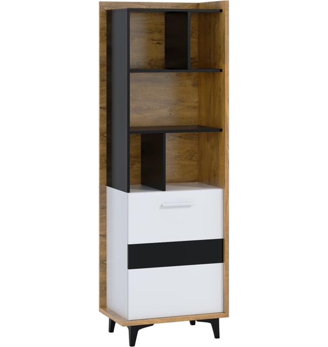 Swanley Bookcase Ebern Designs Colour (Body/Front): Burgundy Oak/White on Productcaster.