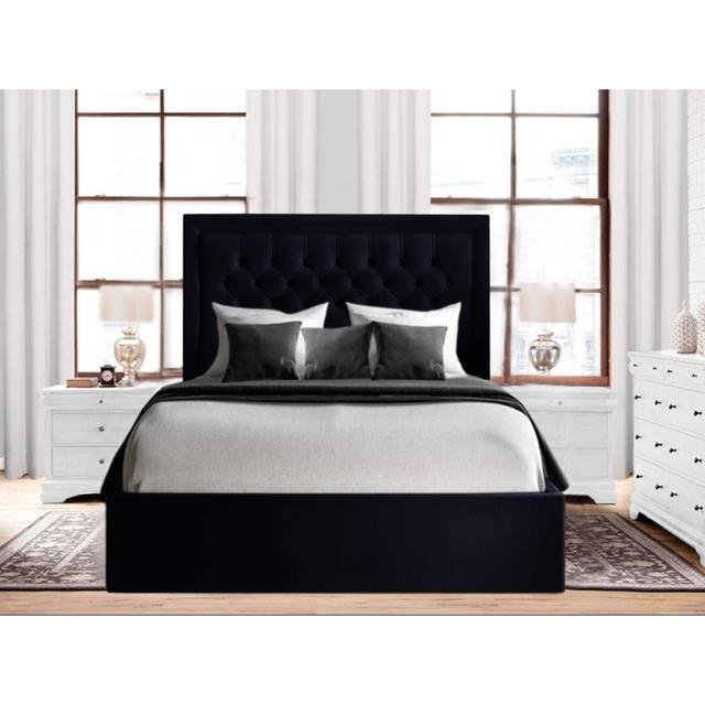 Merissa Upholstered Bed Frame Mercer41 Colour: Black, Size: Kingsize (5') on Productcaster.