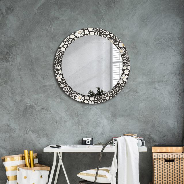 Huldar Round Glass Framed Wall Mounted Accent Mirror in Black East Urban Home on Productcaster.