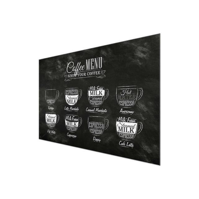 'Coffee Menu' Typography on Glass East Urban Home Size: 60 cm H x 90 cm W on Productcaster.