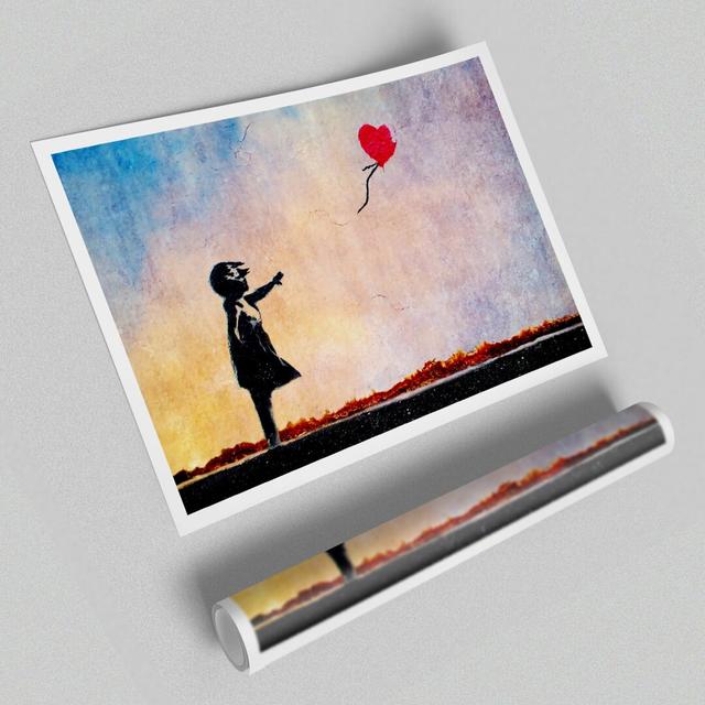 Love Heart Balloon Sunset - Graphic Art Print on Paper East Urban Home Size: 101.6cm H x 142.21cm W on Productcaster.