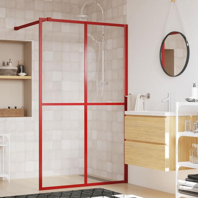 Vidaxl Walk-In Shower Wall With Clear ESG Glass Red 140X195 Cm Belfry Bathroom Ausführung: Rot, Size Width: 140 cm on Productcaster.