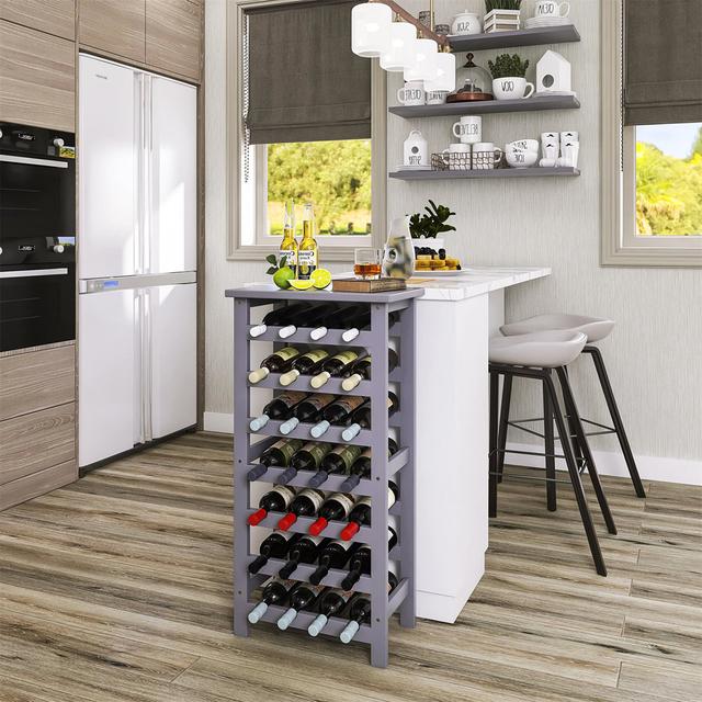 Jenai 28 Bottle Floor Wine Bottle Rack 17 Stories Colour: Grey on Productcaster.