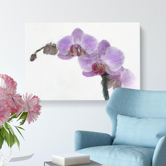 Purple Orchids In Bloom Painting - Wrapped Canvas Graphic Art East Urban Home Size: 35cm H x 50cm W x 3cm D on Productcaster.