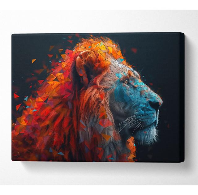 Geometric Lion Colours Modern - No Frame Art Prints on Canvas Natur Pur Size: 81cm H x 121.9cm W on Productcaster.