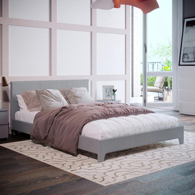 Scipio Upholstered Platform Bed Zipcode Design Size: Double (4'6), Colour: Light Grey on Productcaster.