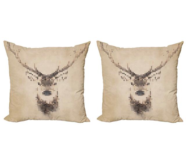 Pillow Cushion Cover, Deer Portrait with Dots, Cream Brown (Set of 2) East Urban Home Größe: 50 cm H x 50 cm B on Productcaster.