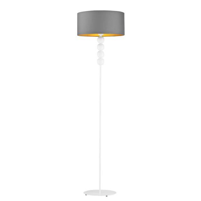 166 cm Stehlampe Kumagai ModernMoments Gestellausführung: Weiß, Schirmfarbe: Grau on Productcaster.