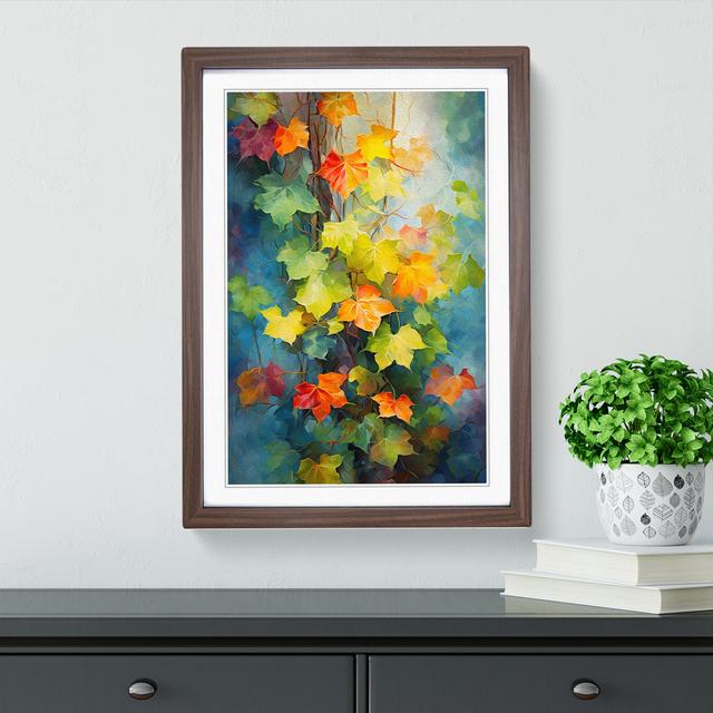 Ivy Leaf Impressionism - Single Picture Frame Print on Wood Big Box Art Size: 46cm H x 34cm W x 2cm D, Frame Colour: Walnut Framed on Productcaster.