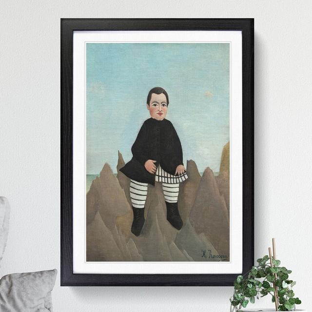 Boy on the Rocks by Henri Rousseau - Picture Frame Painting East Urban Home Frame Option: Black, Size: 36cm H x 27cm W x 2cm D on Productcaster.