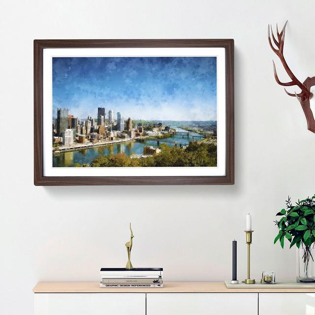 Skyline of Pittsburgh Pennsylvania - Picture Frame Painting Print East Urban Home Frame Option: Walnut Framed, Size: 45cm H x 63cm W x 2cm D on Productcaster.