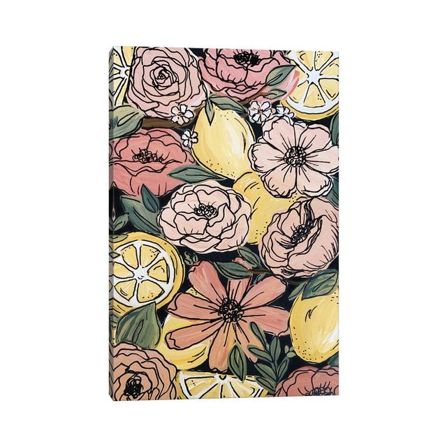 Black Outlined Lemon Florals by Katie Bryant - Wrapped Canvas Gallery-Wrapped Canvas Giclée ClassicLiving Size: 45.72cm H x 30.48cm W x 1.905cm D on Productcaster.