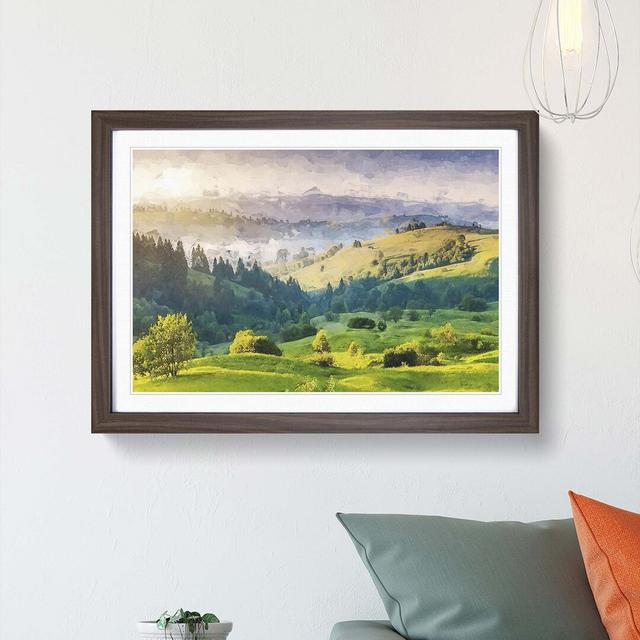 Rolling Hills of India in Abstract - Picture Frame Graphic Art Print East Urban Home Size: 35cm H x 50cm W x 2cm D, Frame Option: Walnut on Productcaster.