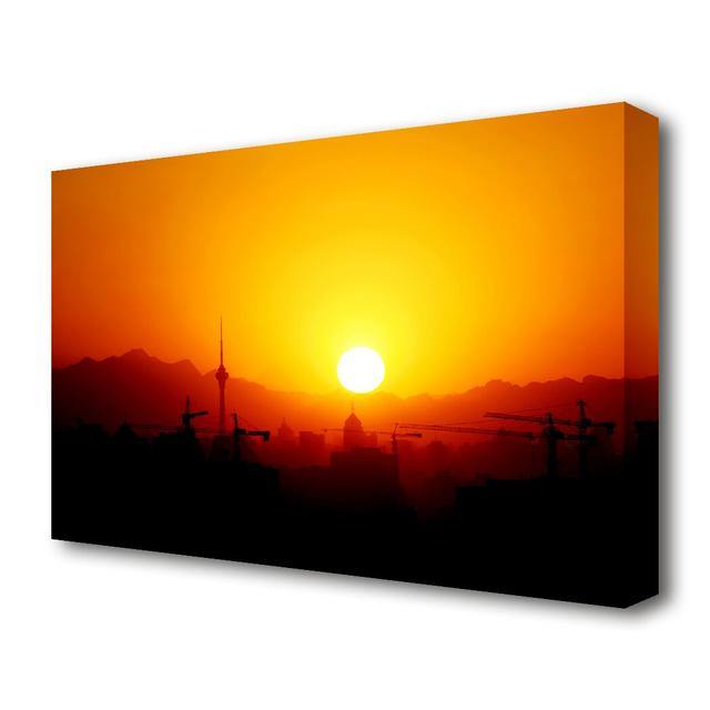 'Blazing Sun Over The Harbour Landscape' Photographic Print on Canvas East Urban Home Size: 35.6 cm H x 50.8 cm W on Productcaster.