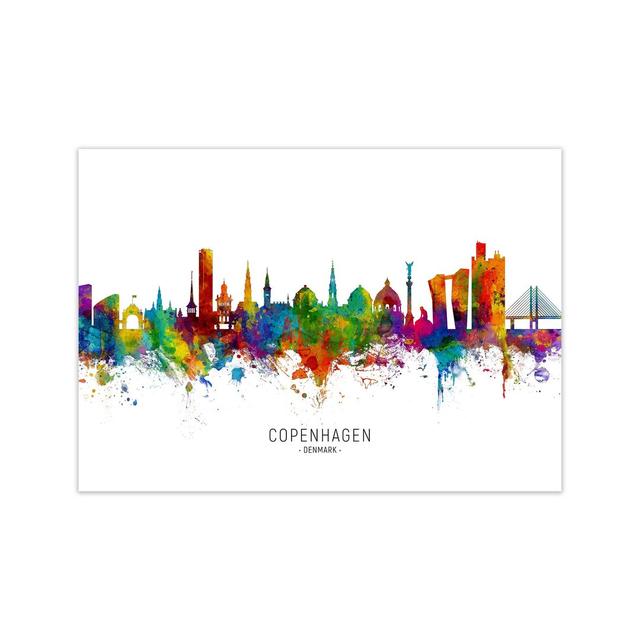 Copenhagen Denmark Skyline by Michael Tompsett - Graphic Art Print Ebern Designs Size: 60cm H x 84cm W x 1cm D, Format: Unframed on Productcaster.