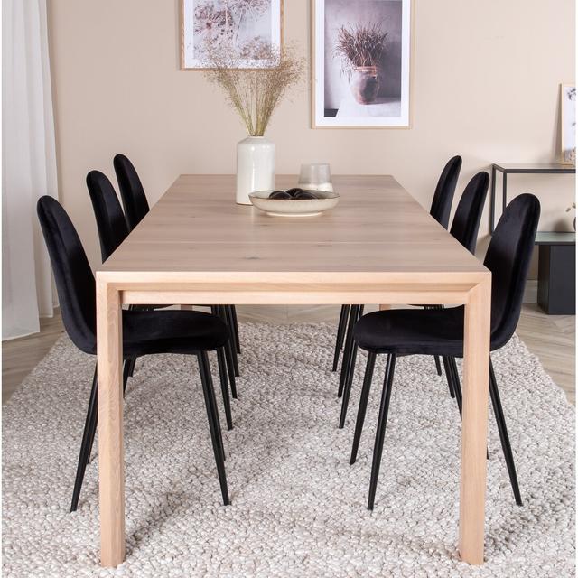 Penny Extendable Dining Set with 6 Chairs George Oliver Colour (Chair): Black, Colour (Table): White Wash on Productcaster.