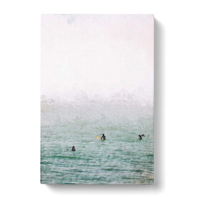 Surfers Waiting to Surf - Wrapped Canvas Painting Print East Urban Home Size: 60cm H x 40cm W x 3cm D on Productcaster.