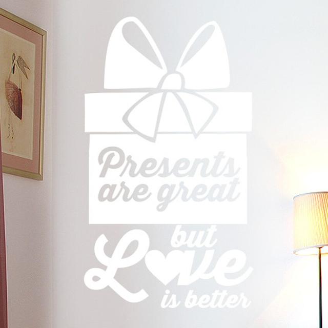 Presents Are Great But Love Is Better Wall Sticker Maturi Colour: White on Productcaster.