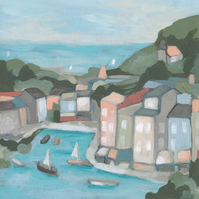 Villa Harbor I by June Erica Vess - Wrapped Canvas Painting Rosalind Wheeler Size: 122cm H x 122cm W on Productcaster.