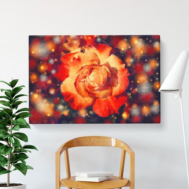 Orange Rose Flower - Wrapped Canvas Painting East Urban Home Size: 50cm H x 76cm W x 3cm D on Productcaster.